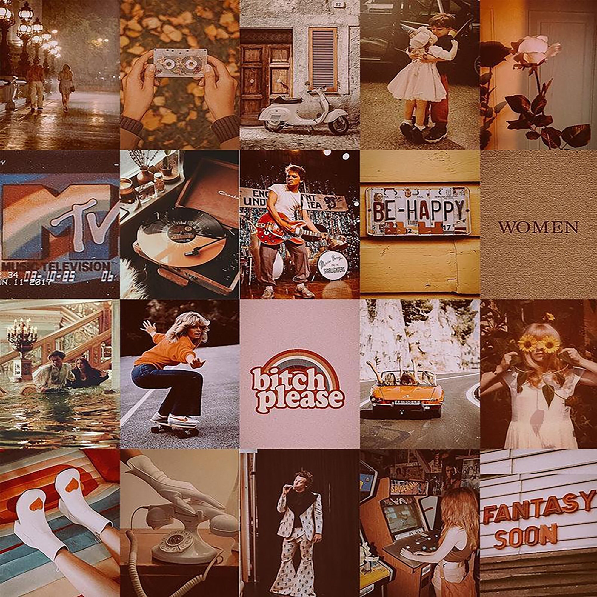 PRINTED 70 PCS Vintage Retro Aesthetic Wall Collage Kit, Vintage Wall ...