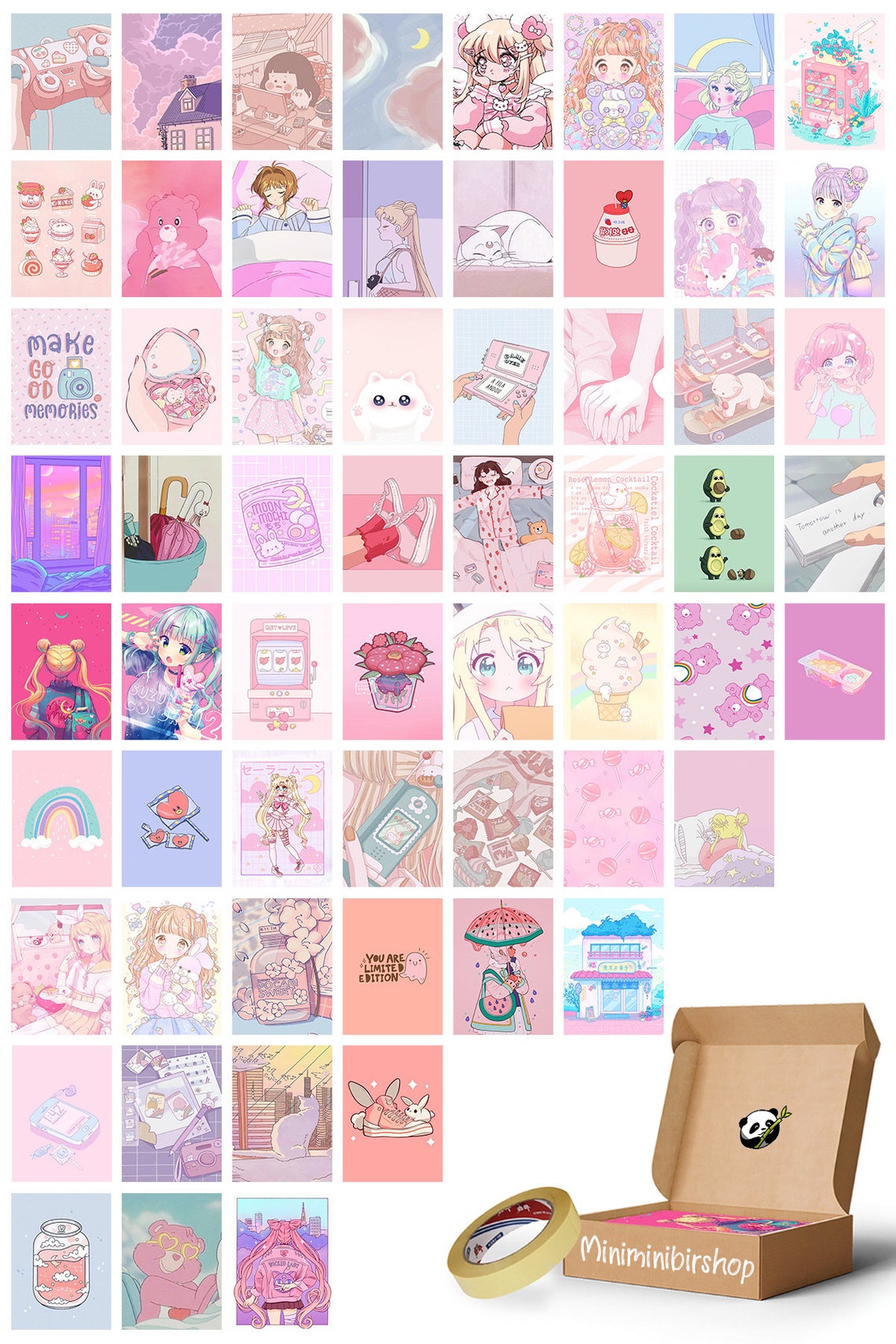 PRINTED 104 PCS Kawaii Aesthetic Wall Collage Kit Anime Room - Etsy