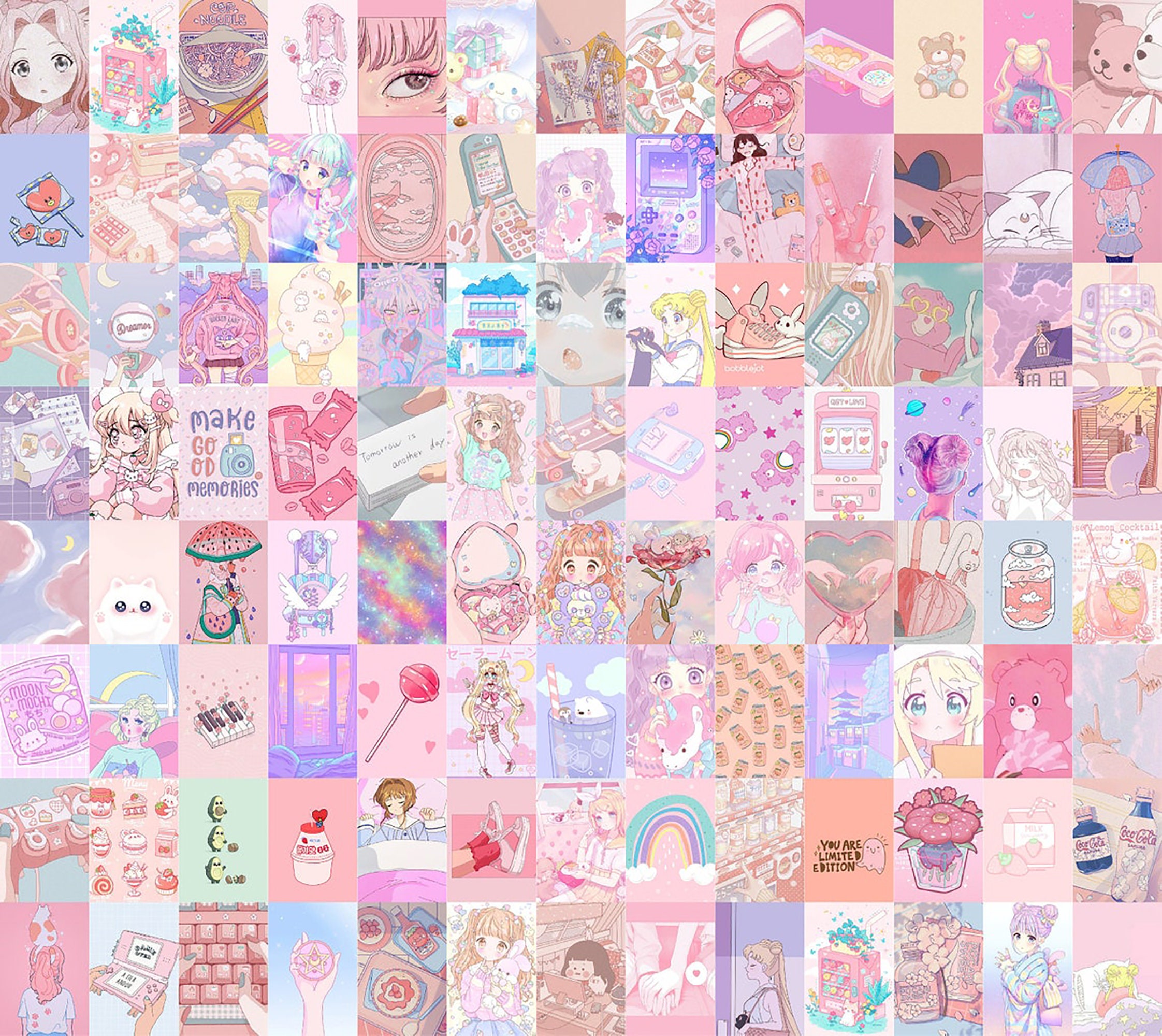 97 Decor Kawaii Room Decor Aesthetic Japanese  Kawaii Poster  Kawaii Decor  for Bedroom Cute Anime Room Decor Aesthetic Collage Anime Kawaii Wall  Decor Pink Kawaii Stuff for Room 8x10 UNFRAMED 