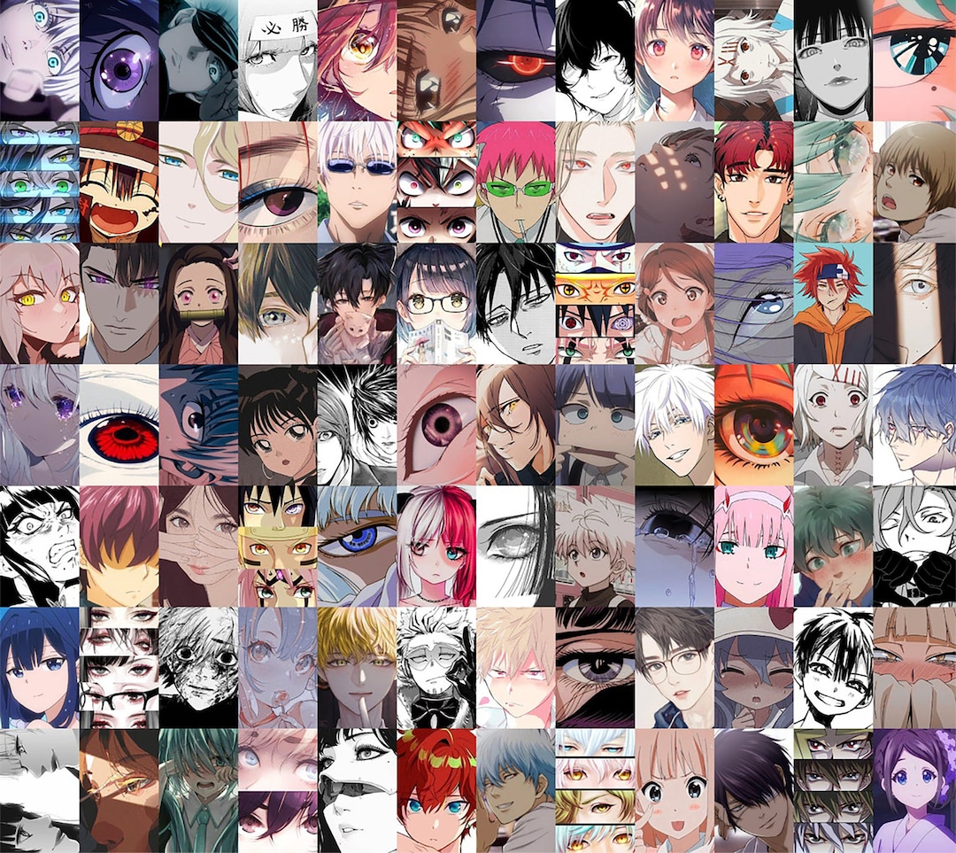 PRINTED Anime Manga Icons Wall Collage Kit, Anime Manga Faces Wall