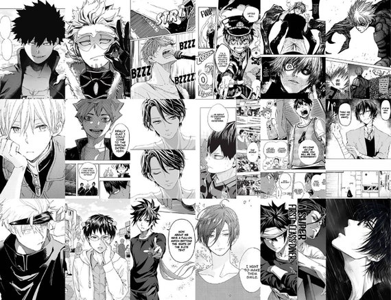 PRINTED Manga Boys Wall Collage Kit, Black & White Anime Manga Wall Art,  Kawaii Room Decor, Comic Panel Wall Photo Collage 84 PCS 
