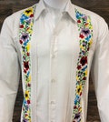 Mexican Guayabera Mens Wedding Shirt Hummingbird Floral Embroidery Long Sleeve