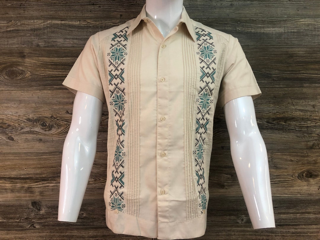 Camisa guayabera mexicana para hombre, hecha a mano, de manga