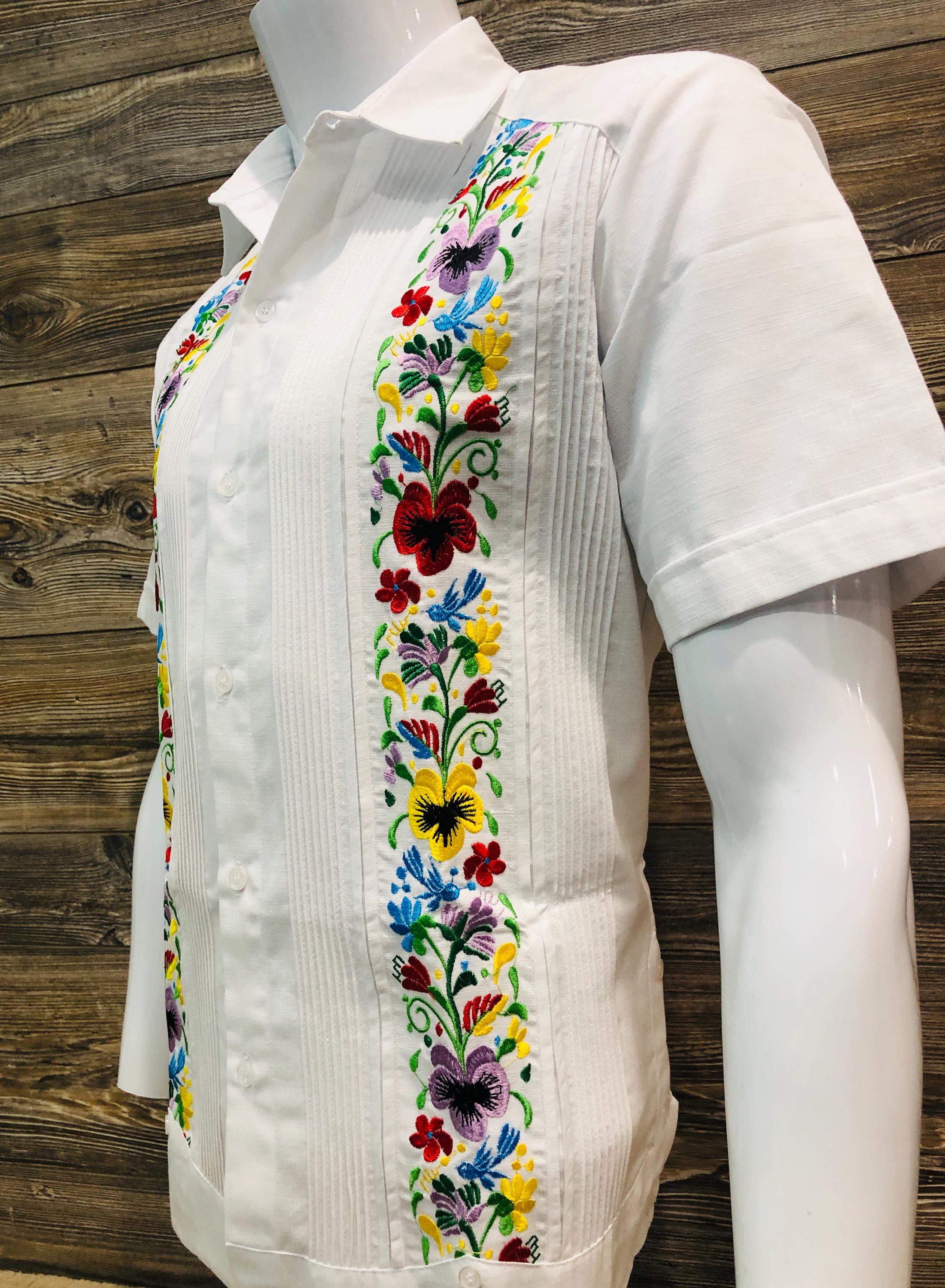 Mexican Guayabera Mens Wedding Shirt Hummingbird Floral Embroidery Mexican Guayabera Mens Wedding Shirt Hummingbird Floral Embroidery