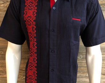 guayabera azul marino