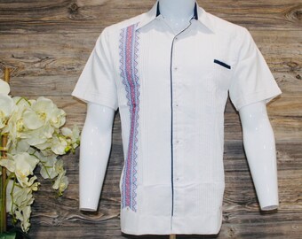 Vintage Guayabera chichen Red Linen Mens Shirt - Etsy