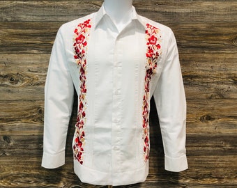Camisa de boda mexicana guayabera para hombre con bordado de