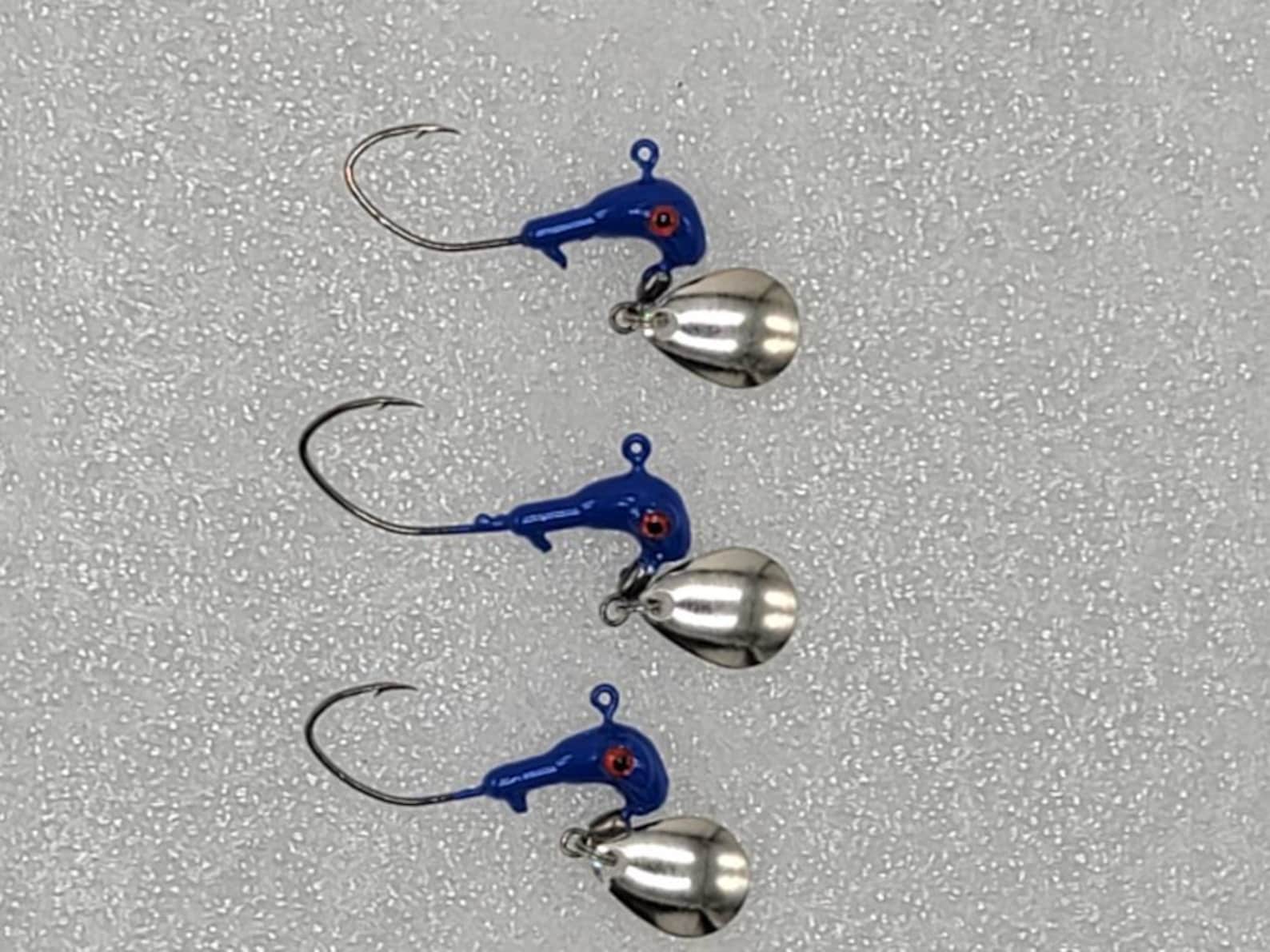 Hand Poured Horse Head jigs with under spin blades. For Etsy