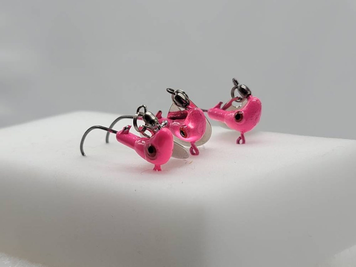 Hand Poured Horse Head jigs with under spin blades. For Etsy
