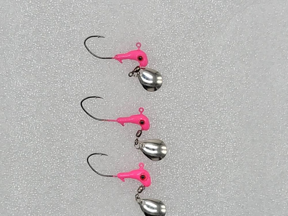 Hand Poured Horse Head jigs with under spin blades. For Etsy