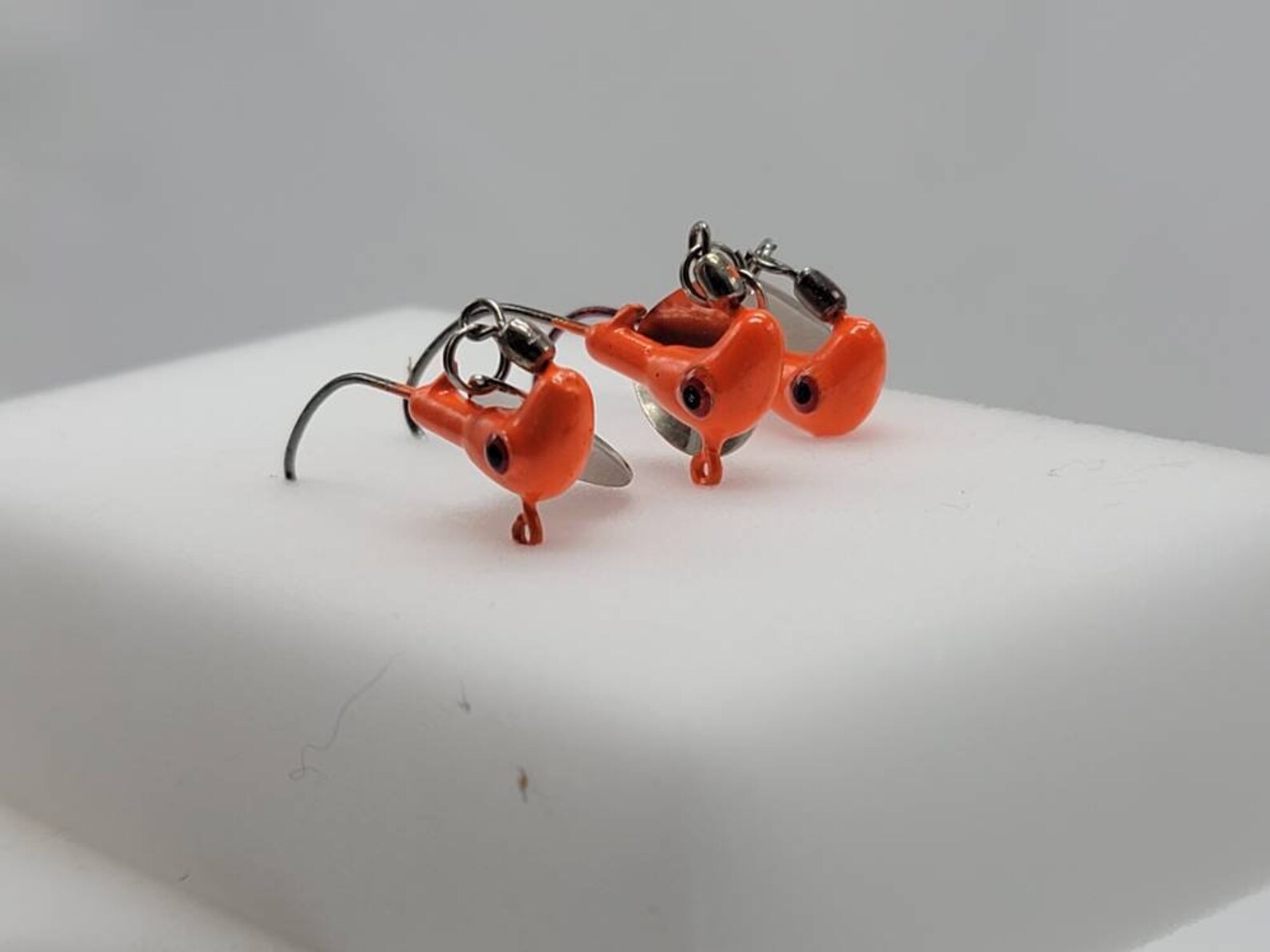 Hand Poured Horse Head jigs with under spin blades. For Etsy