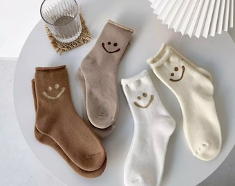 Smile Face Socks | Valentines day gift | Cozy Socks Holiday Perfect Gift | Happy Face Women's Socks Funny Gift