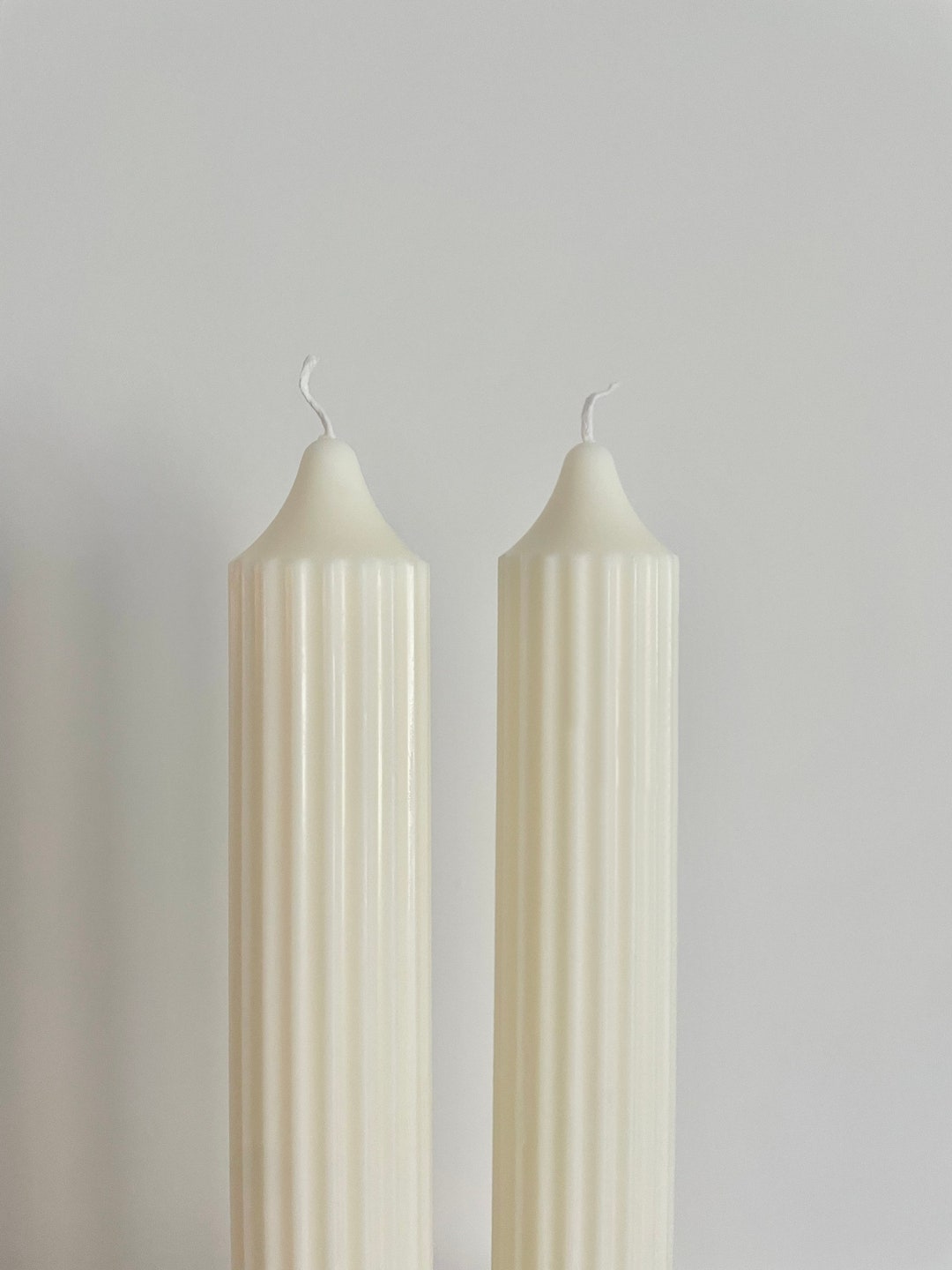 Ribbed Taper Candle, Natural Soy Wax Candle, Unique Home Decor, Candlestick, Pillar Candle ...