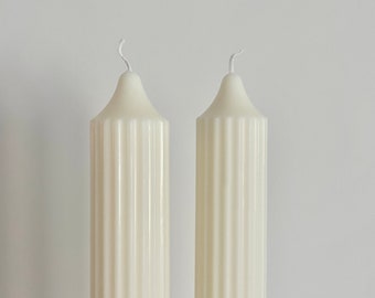 Ribbed taper candle, Natural Soy Wax Candle, unique Home Decor, Taper Candle, Pillar Candle, Wedding Candle, dinner party, table centerpiece