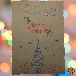 5 Biglietti di Natale di carta 100% riciclata fatta a mano formato colorata formato A5