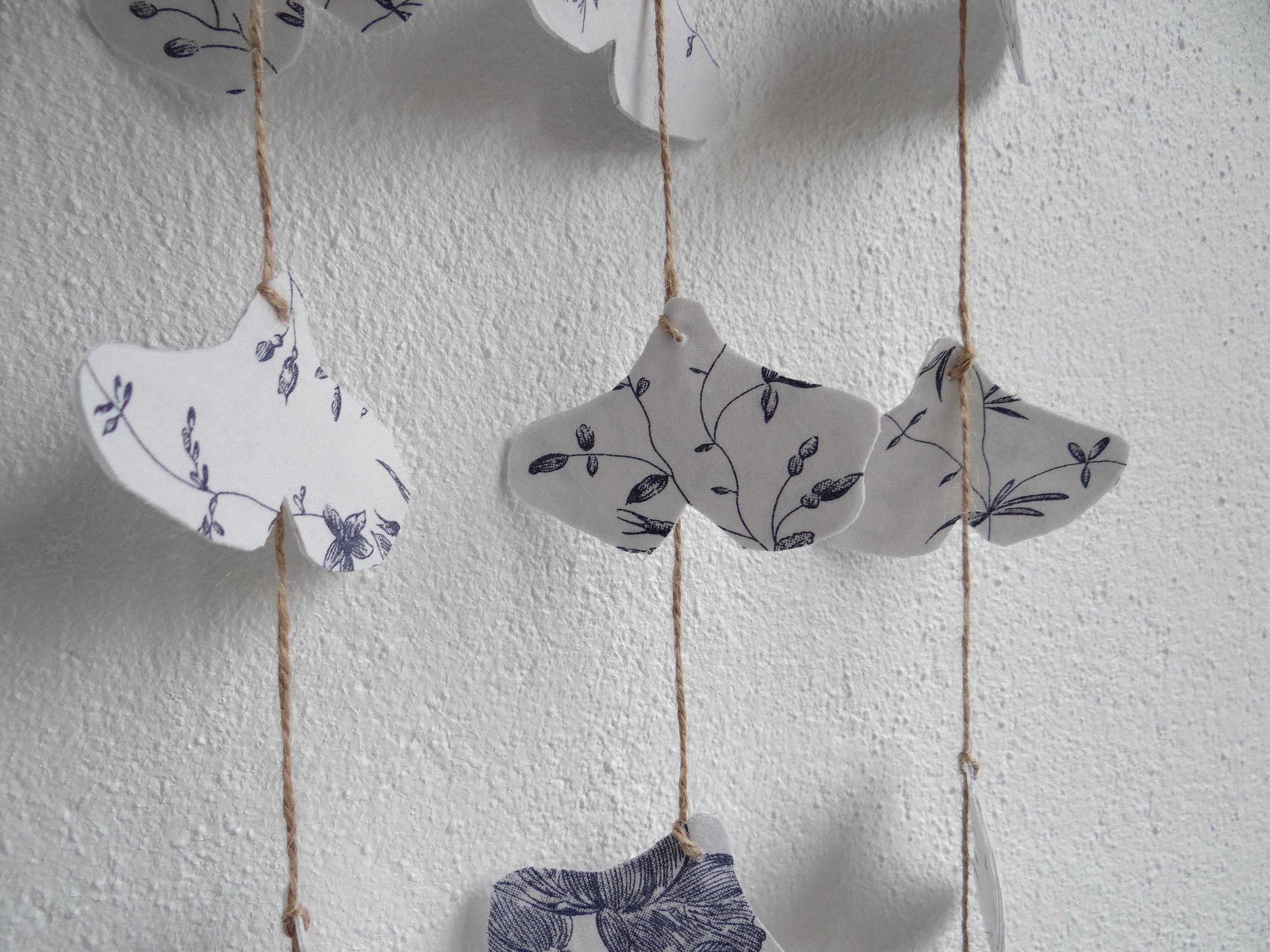 Carillon en Tissu/Mobile Céramique et Bois Flotté Décoration Murale Fait-Main Upcycling Créatrice Fr