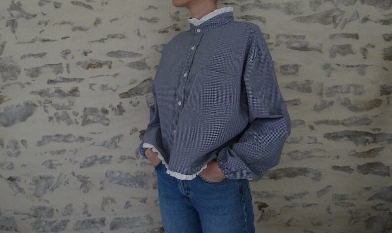 Upcycled shirt / Shirt / Blouse / Clothing / Upcycling / Kootanna / French designer / Vichy shirt / Vichy fabric image 4