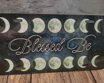 Blessed Be Vanity License Plate, Pagan License Plate, Phases Of The Moon, Moon Goddess, Wiccan Design, As Above So Below, So Mote It Be