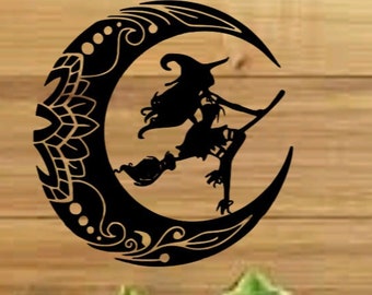 Witch Moon DECAL ONLY, Witch and Moon Decal, Witch Moons Decal, Pagan Car Decal, Moon Car Decal, Witch Car Decal, Wiccan Car Decal