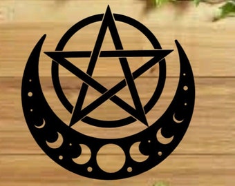 Pentacle And Moons Decal Only, Witchy Vinyl Decal | Moon Child | Water Bottle Sticker | Moon Phase Car and Laptop Decal | Car Accessory