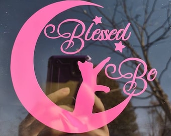 Cat Moon Decal, Blessed Be Sticker, Blessed Be Triple Moon, Witch Car Sticker, Pagan Car Sticker, Wiccan Car Sticker, Witch pride