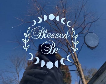 Blessed Be Car DECAL ONLY, Wicca, Wiccan, Pagan, Witch, Witch Broom, Stars, Moon, Mother, Maiden, Crone, Stickers, Decal, Car Accessories