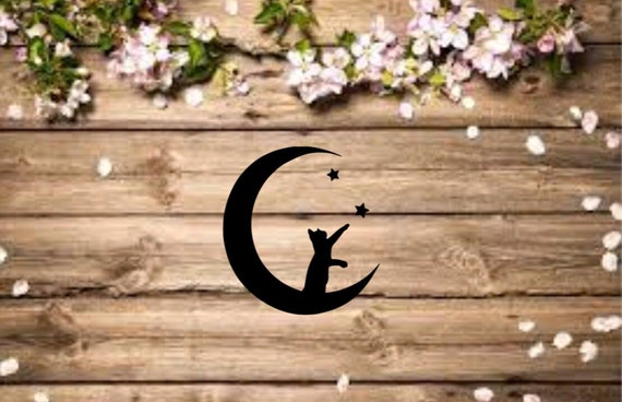 Cat Moon DECAL ONLY, Black Cat and Moon Decal, Black Cat Decal, Pagan Car Decal, Cat Car Decal, Witch Car Decal, Wiccan Car Decal