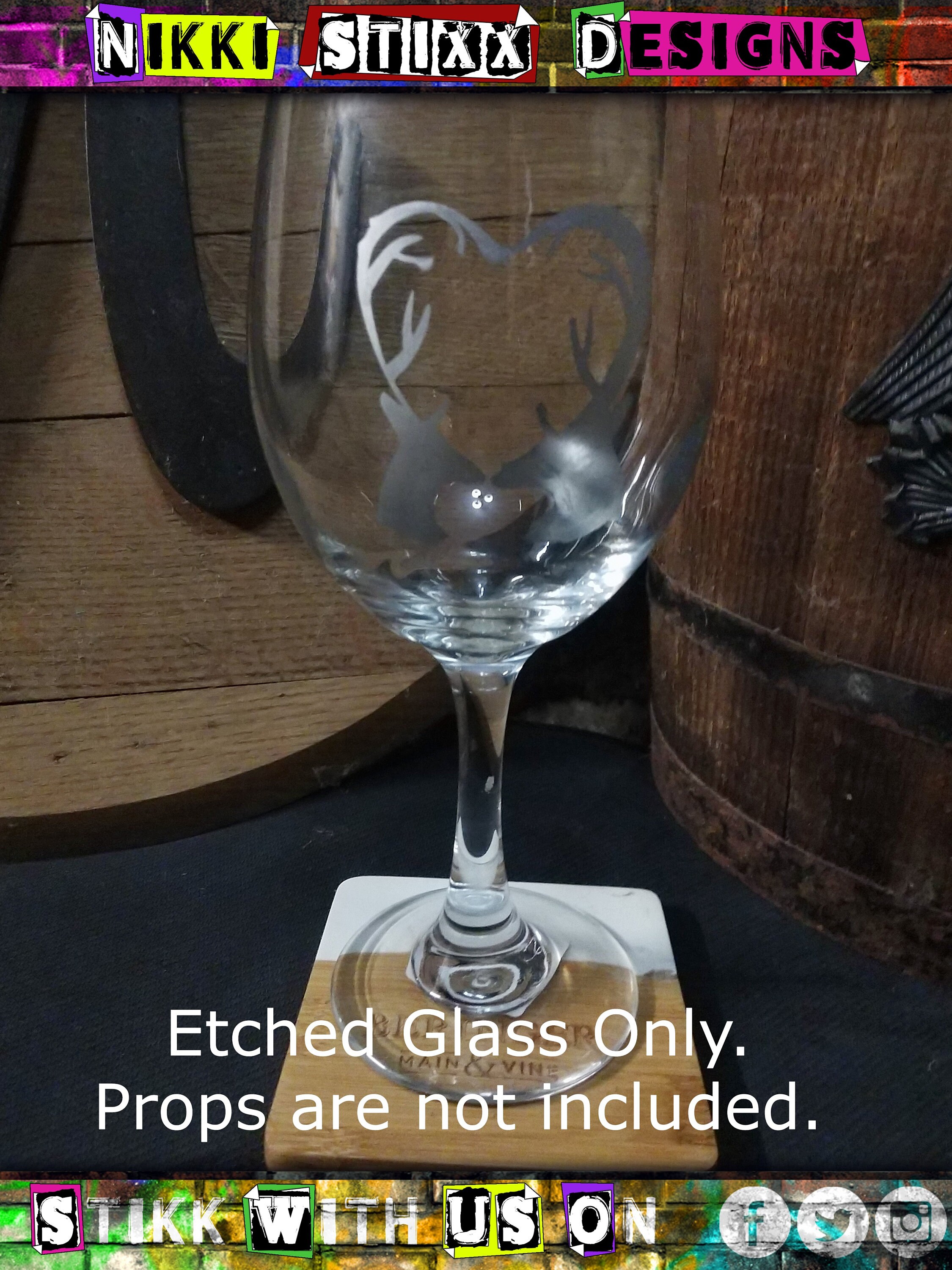 Etched Deer Glass Etched Glass Etched Glassware Etched Wine Etsy