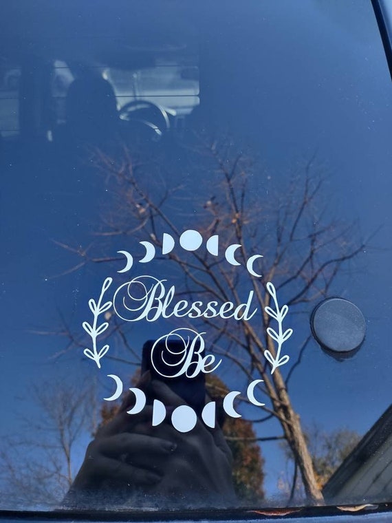 Blessed Be Car DECAL ONLY, Wicca, Wiccan, Pagan, Witch, Witch Broom, Stars, Moon, Mother, Maiden, Crone, Stickers, Decal, Car Accessories
