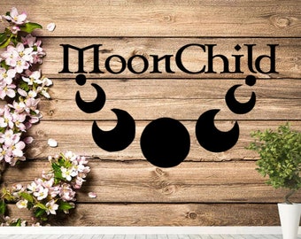 Moon Child Car Decal, Witchy Vinyl Decal | Moon Child | Water Bottle Sticker | Moon Phase Car and Laptop Decal | Car Accessory