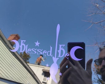 Blessed Be Car DECAL ONLY, Wicca, Wiccan, Pagan, Witch, Witch Broom, Stars, Moon, Mother, Maiden, Crone, Stickers, Decal, Car Accessories