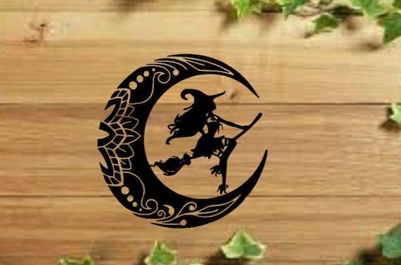 Witch Moon DECAL ONLY, Witch and Moon Decal, Witch Moons Decal, Pagan Car Decal, Moon Car Decal, Witch Car Decal, Wiccan Car Decal