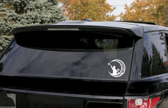 Cat Moon DECAL ONLY, Black Cat and Moon Decal, Black Cat Decal, Pagan Car Decal, Cat Car Decal, Witch Car Decal, Wiccan Car Decal