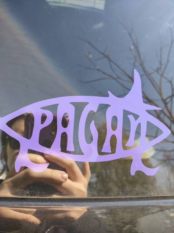 Pagan Fish Car Decal, Witch Car Decal, Wicca Window Sticker, Religious Car Decal