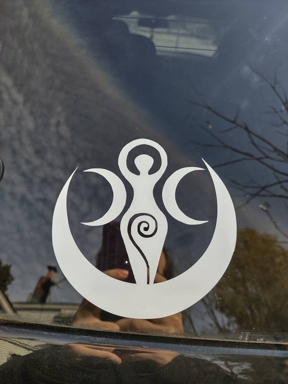 Wiccan Goddess Car Decal, Pagan Moon Sticker, Wicca, Witch, Moon Goddess, Freya, Mother, Maiden, Crone, Priestess, Celtic, Pentacle
