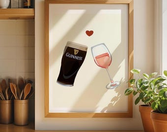 Guinness and rose wine print