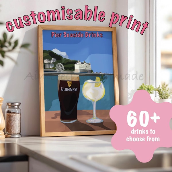 Drinks by the pier- customisable print