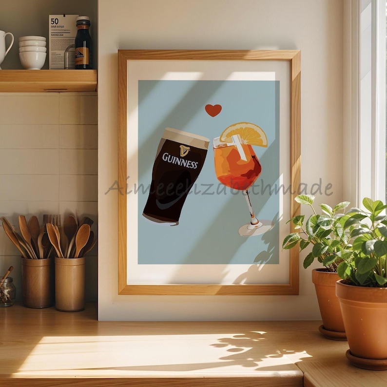 Guinness and aperol spritz print image 1