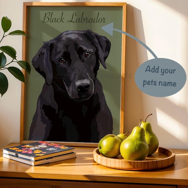 Black Labrador print/ personalised dog print