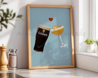 Wydruk z martini Guinness i marakują