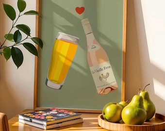 Chicken wine and beer print