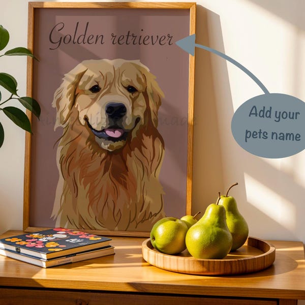 Golden retriever print/ personalised dog print
