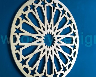 Alhambra Wood Wall Decor: Geometric Arabic Panel