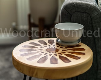 Moroccan Style Side Table: Epoxy Resin Inlay Coffee Table