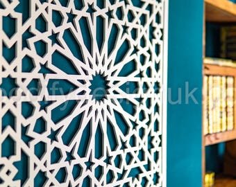 Arabesque Wood Wall Art: Moroccan Alhambra Decor