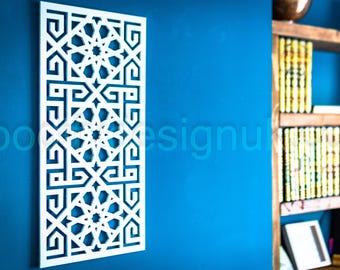 Moroccan Style Wood Lattice Panel-Geometric Arabesque Wall Art.
