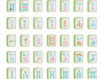 Full Mahjong Tile Embroidery Files| PES & DST| Individually Saved| Hats| T-shirt| Apron| Bags| Accessories| Clothes| Towel| Linen| Sash