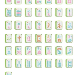 Full Mahjong Tile Embroidery Files| PES & DST| Individually Saved| Hats| T-shirt| Apron| Bags| Accessories| Clothes| Towel| Linen| Sash