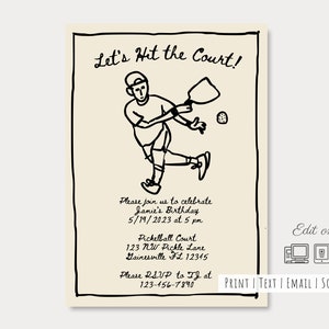 Invitation unique modifiable de joueur de pickleball | Match de pickleball| Tournoi| Anniversaire | Anniversaire| Fête de pickleball| Événement de pickleball| Éviter