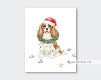 Cavalier King Charles Spaniel Mahjong Art Print| Done Digitally| Gallery Wall Art| Novelty Art| Unique Mahjong Wall Decor| Mahjong Lover
